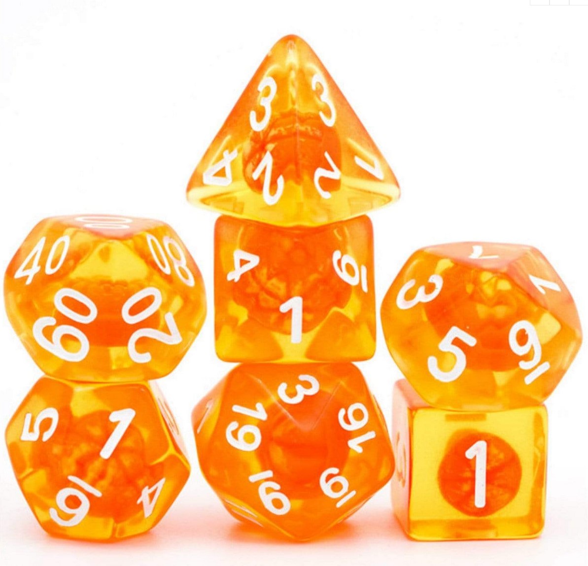 Foam Brain Orange Tangerine RPG Dice Set | Dragon's Lair Comics and Fantasy Houston TX