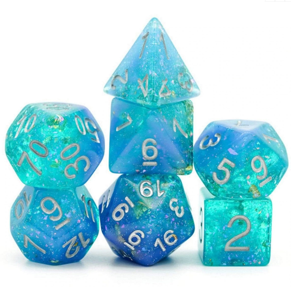 Foam Brain Blue and Green Seabed Treasure Poly 7 Dice Set | Dragon's Lair Comics and Fantasy Houston TX