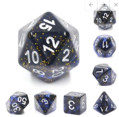 Foam Brain Clear Night Sky Poly 7 Dice Set | Dragon's Lair Comics and Fantasy Houston TX