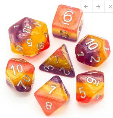 Foam Brain Wyldfire Poly 7 Dice Set | Dragon's Lair Comics and Fantasy Houston TX