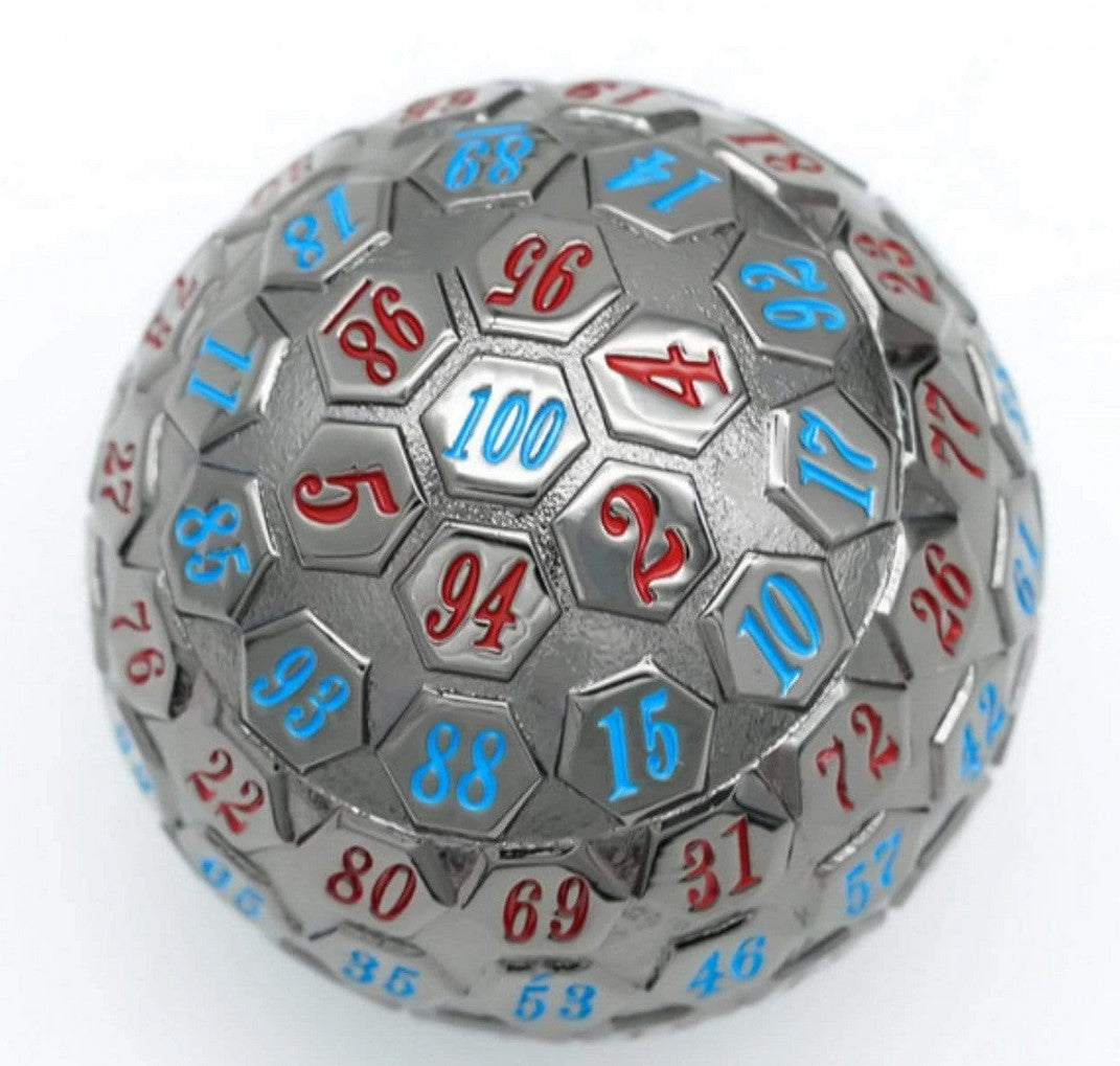 Foam Brain 45mm Metal D100 - Black Metal with Red and Blue | Dragon's Lair Comics and Fantasy Houston TX