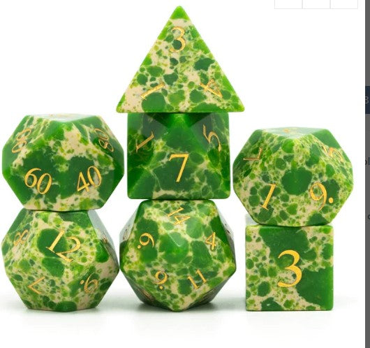 Foam Brain Mossy Turquoise Gemstone Poly 7 Dice Set - Blue | Dragon's Lair Comics and Fantasy Houston TX