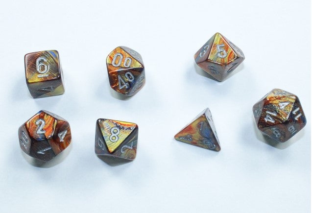 Chessex Mini Poly 7 Dice Set: Lustrous Gold and Silver | Dragon's Lair Comics and Fantasy Houston TX