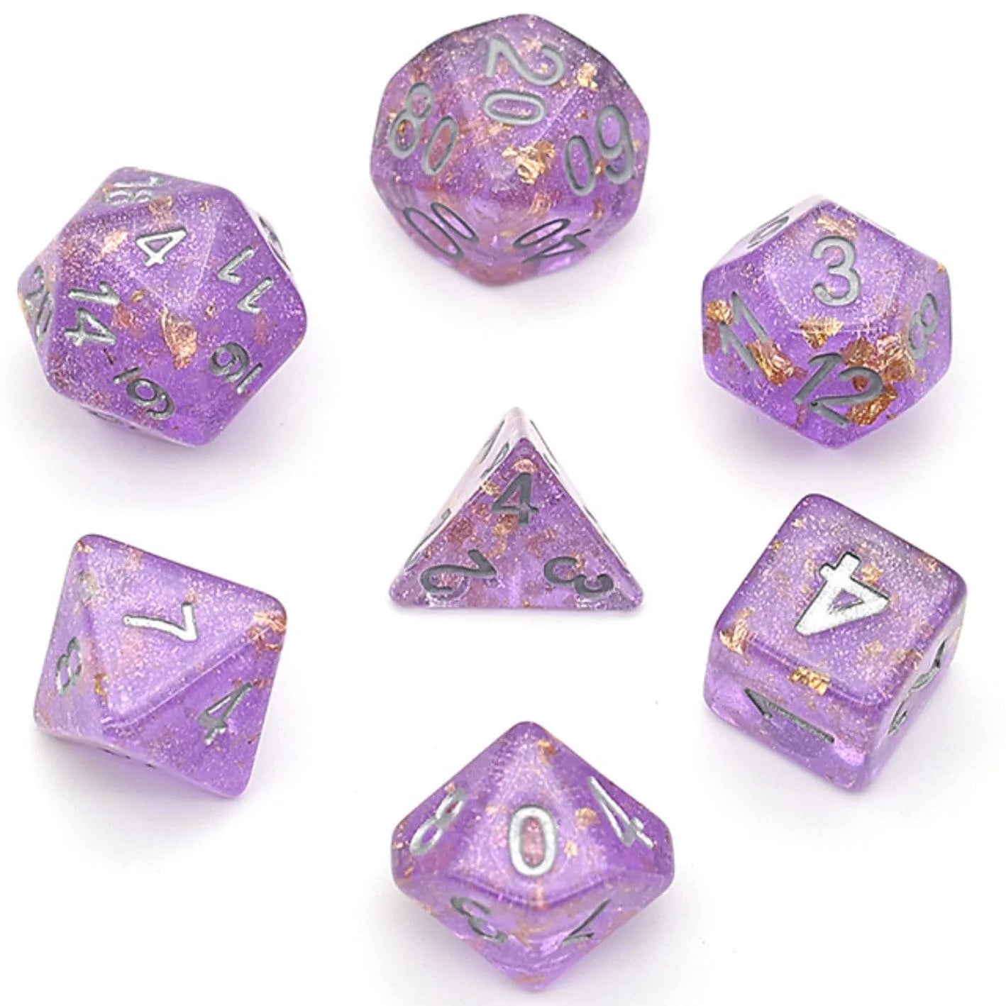 Foam Brain Purple with Gold Foil Poly 7 Dice Set | Dragon's Lair Comics and Fantasy Houston TX