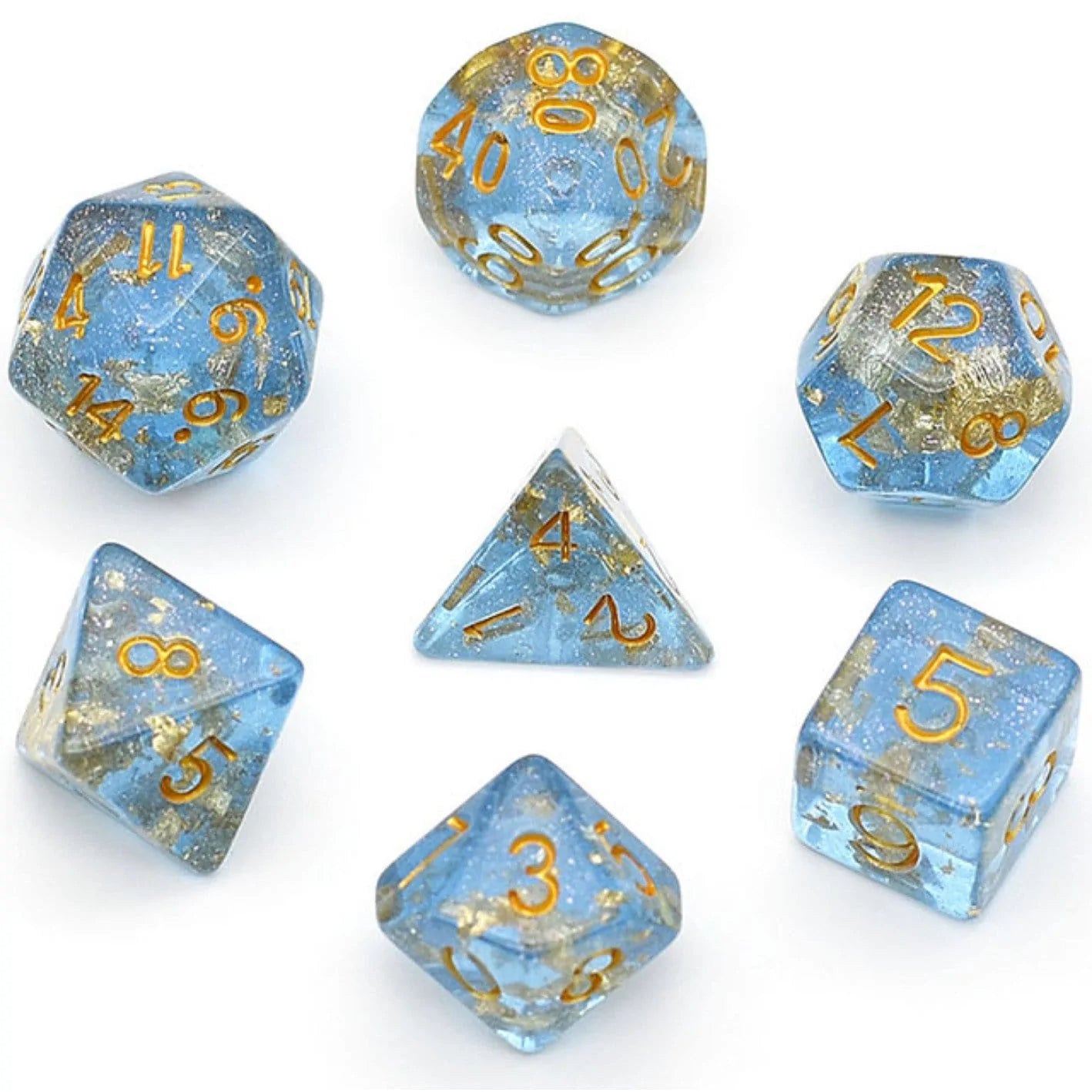 Foam Brain Blue With White Foil Poly 7 Dice Set | Dragon's Lair Comics and Fantasy Houston TX