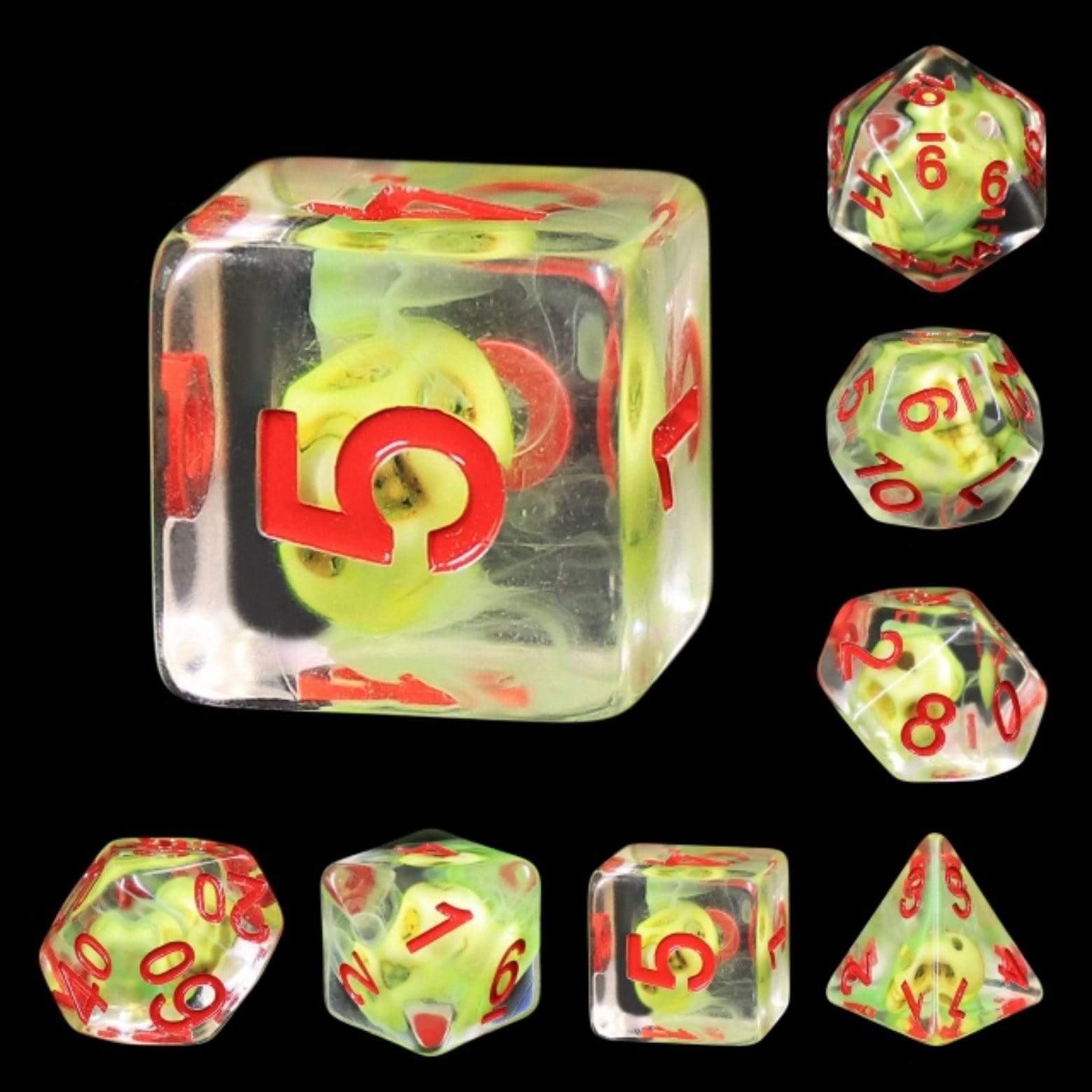 Foam Brain Sulfur Skull RPG Dice Set | Dragon's Lair Comics and Fantasy Houston TX