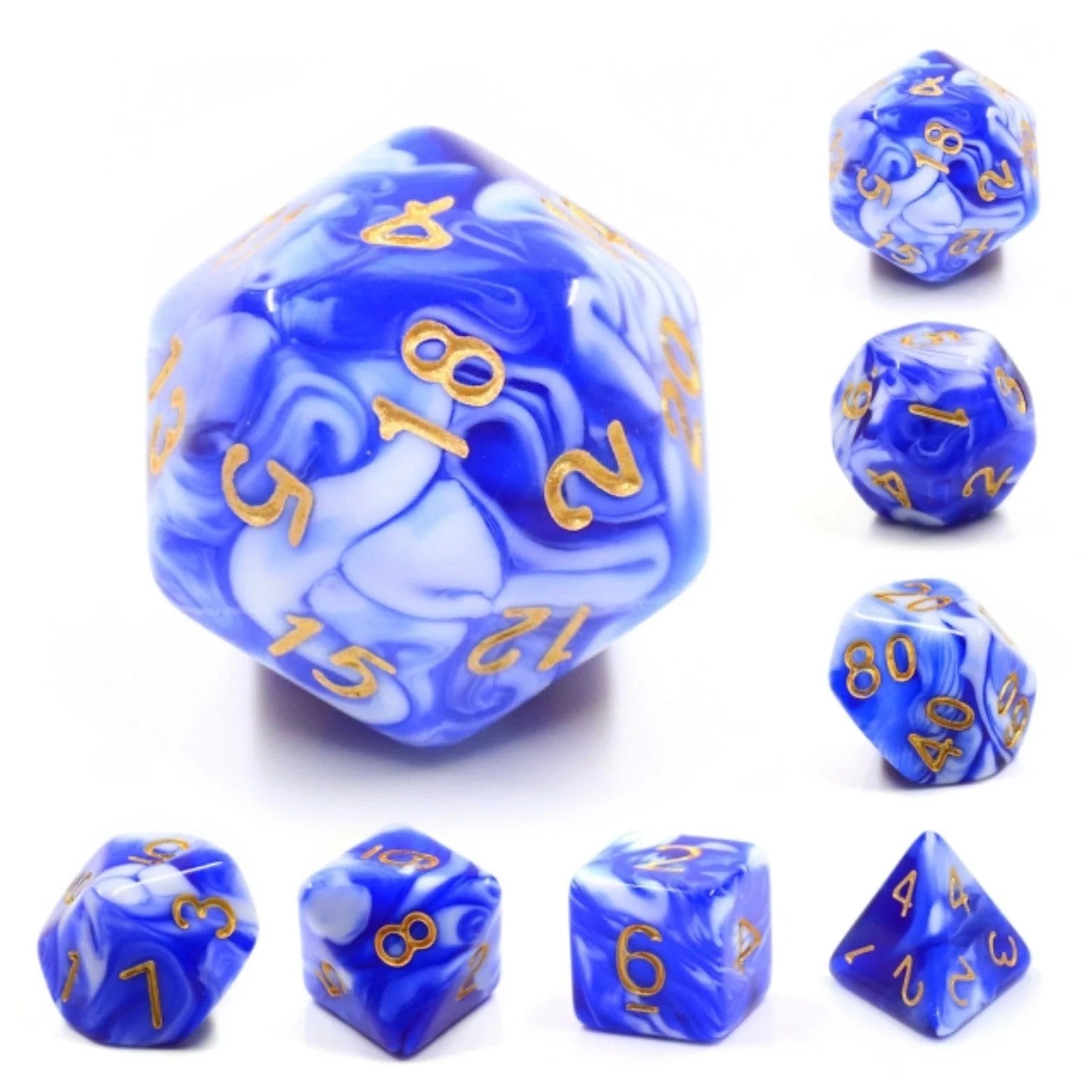 Foam Brain Blue Porcelain Poly 7 Dice Set | Dragon's Lair Comics and Fantasy Houston TX