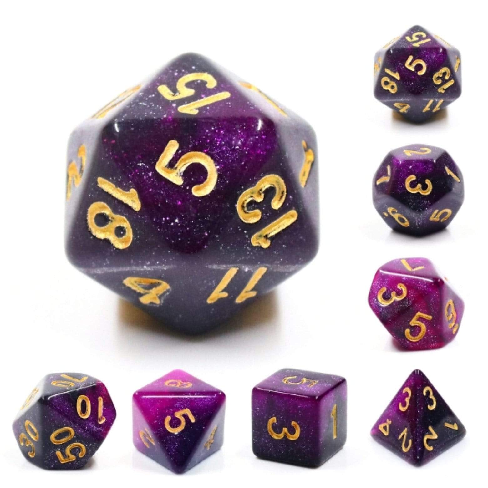 Foam Brain Black and Purple Glitter RPG Dice Set | Dragon's Lair Comics and Fantasy Houston TX