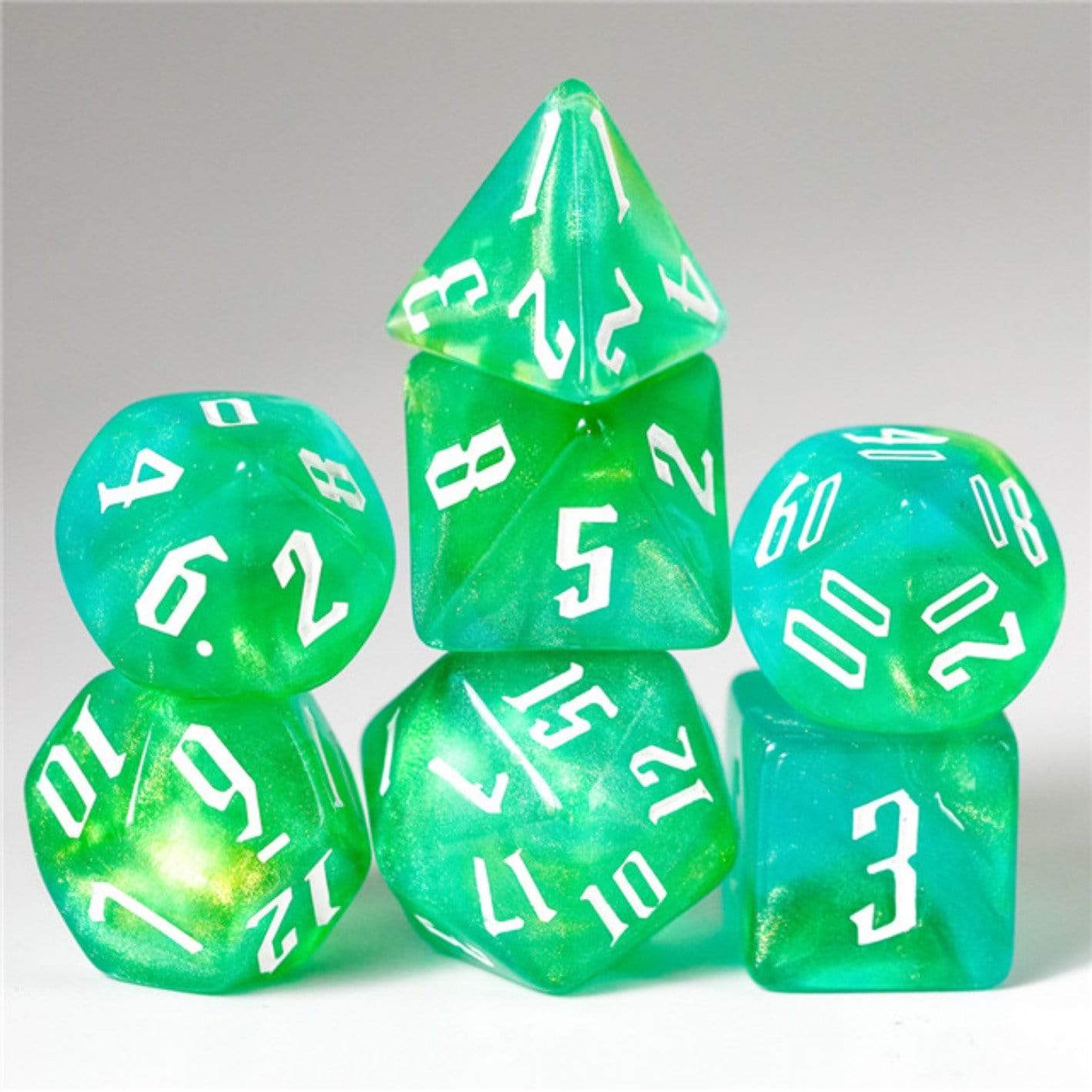 Foam Brain Magician's Green & Yellow RPG Dice Set | Dragon's Lair Comics and Fantasy Houston TX