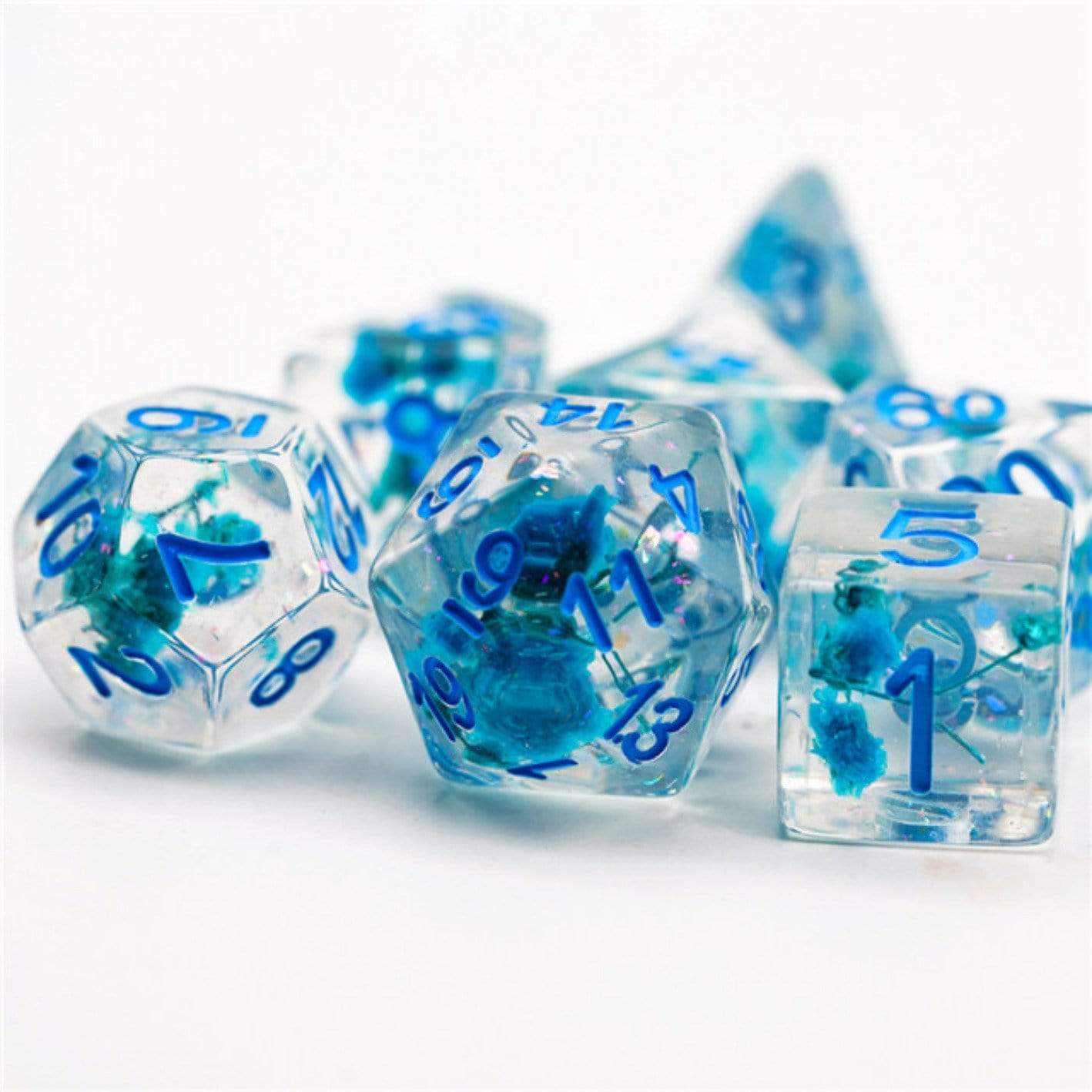 Foam Brain Blue Flowers RPG Dice Set | Dragon's Lair Comics and Fantasy Houston TX