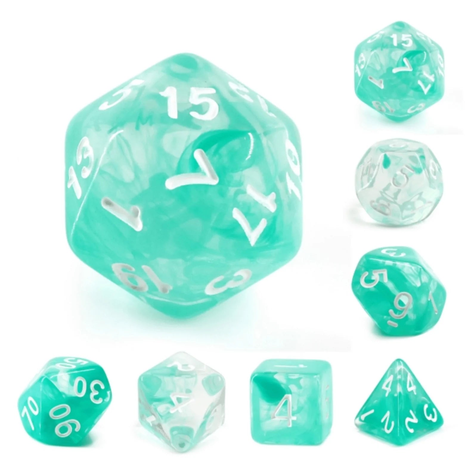 Foam Brain Lake Teal Poly 7 Dice Set | Dragon's Lair Comics and Fantasy Houston TX