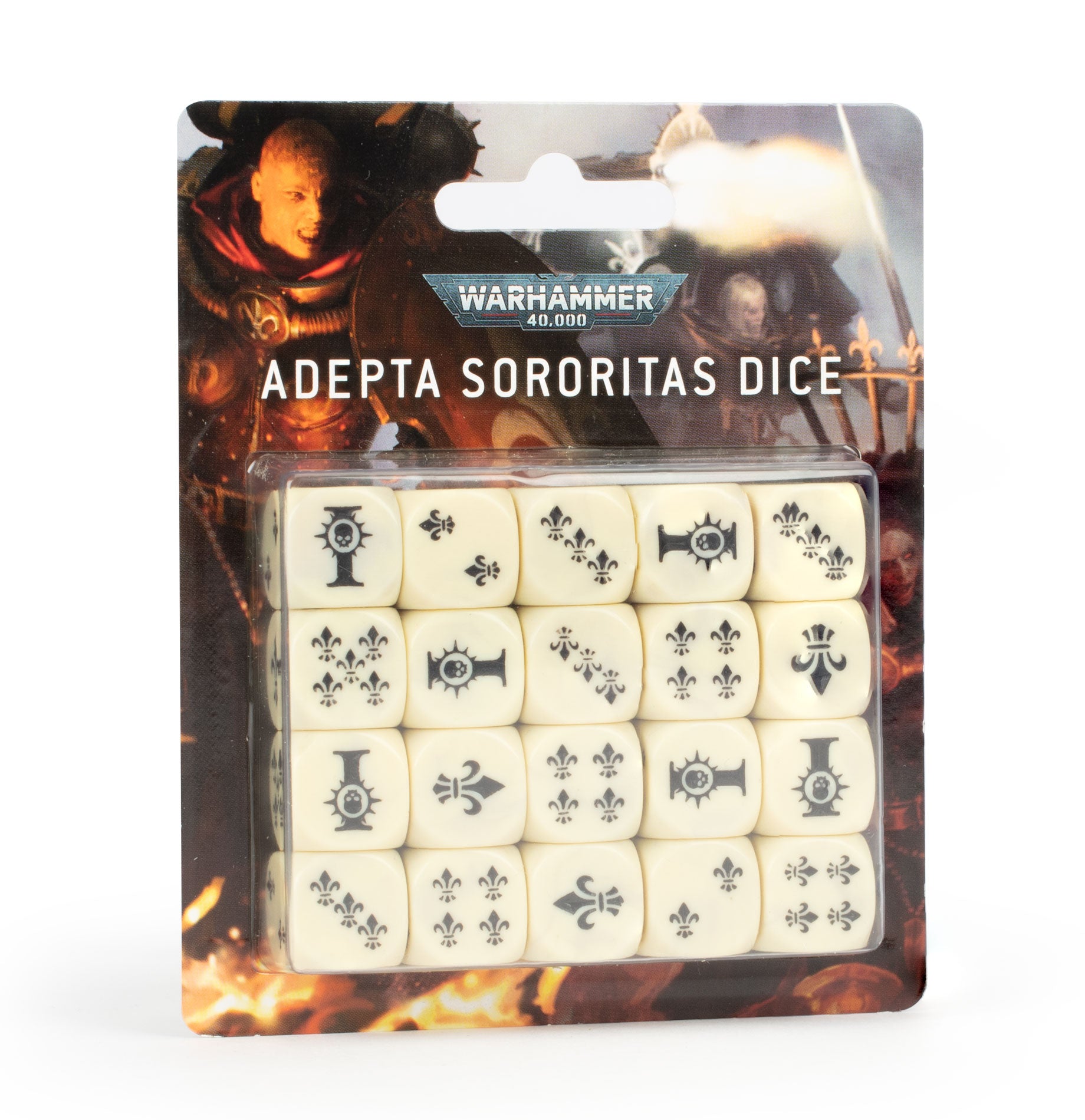 DNU OBS Warhammer 40K: Adepta Sororitas Dice Set | Dragon's Lair Comics and Fantasy Houston TX