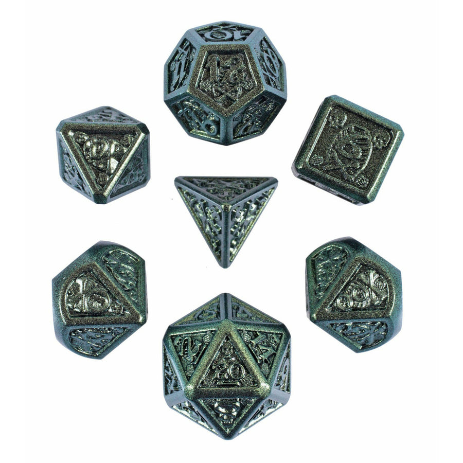 Forged Gaming Verdant Vile Poly 7 Metal Dice Set | Dragon's Lair Comics and Fantasy Houston TX