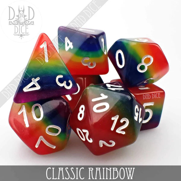 DND Dice Poly 7 Dice Set: Classic Rainbow | Dragon's Lair Comics and Fantasy Houston TX