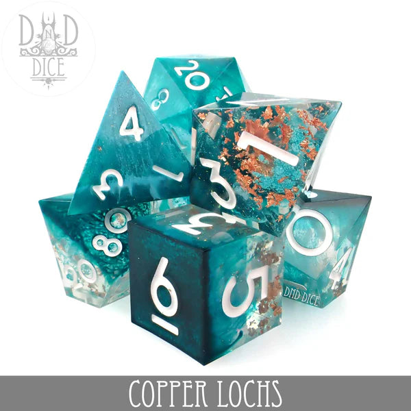 DND Dice Poly 7 Dice Set: Copper Lochs Liquid Core | Dragon's Lair Comics and Fantasy Houston TX