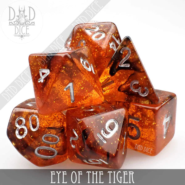 DND Dice Poly 7 Dice Set: Eye of the Tiger | Dragon's Lair Comics and Fantasy Houston TX