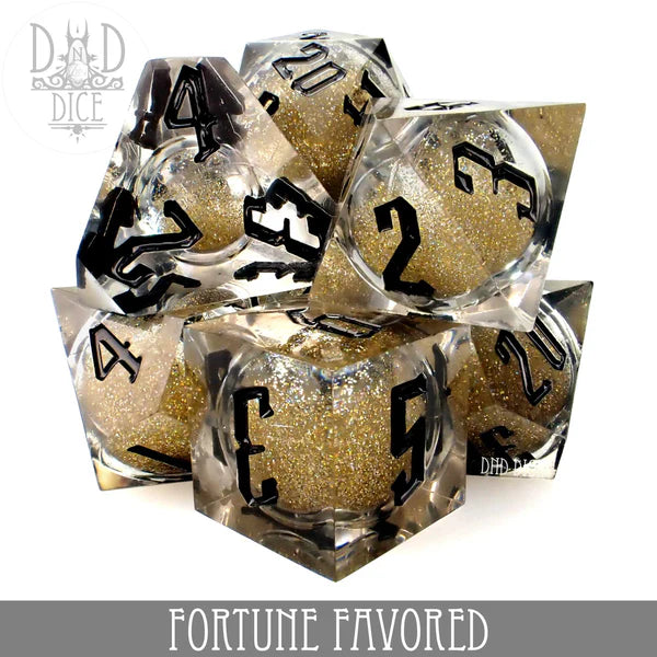 DND Dice Poly 7 Dice Set: Fortune Favored Liquid Core | Dragon's Lair Comics and Fantasy Houston TX