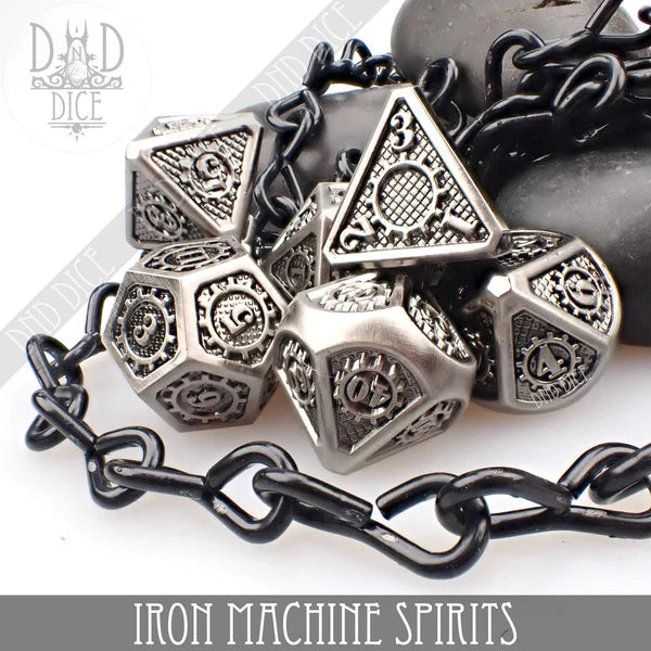 DND Dice Poly 7 Metal Dice Set: Iron Machine Spirits | Dragon's Lair Comics and Fantasy Houston TX