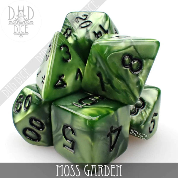 DND Dice Poly 7 Dice Set: Moss Garden | Dragon's Lair Comics and Fantasy Houston TX