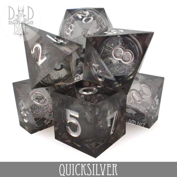 DND Dice Poly 7 Dice Set: Quicksilver Liquid Core | Dragon's Lair Comics and Fantasy Houston TX