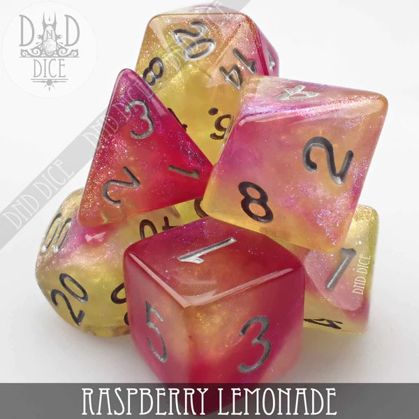 DND Dice Poly 7 Dice Set: Raspberry Lemonade | Dragon's Lair Comics and Fantasy Houston TX