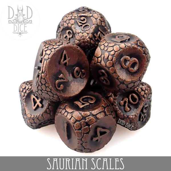 DND Dice Poly 7 Metal Dice Set: Saurian Scales | Dragon's Lair Comics and Fantasy Houston TX