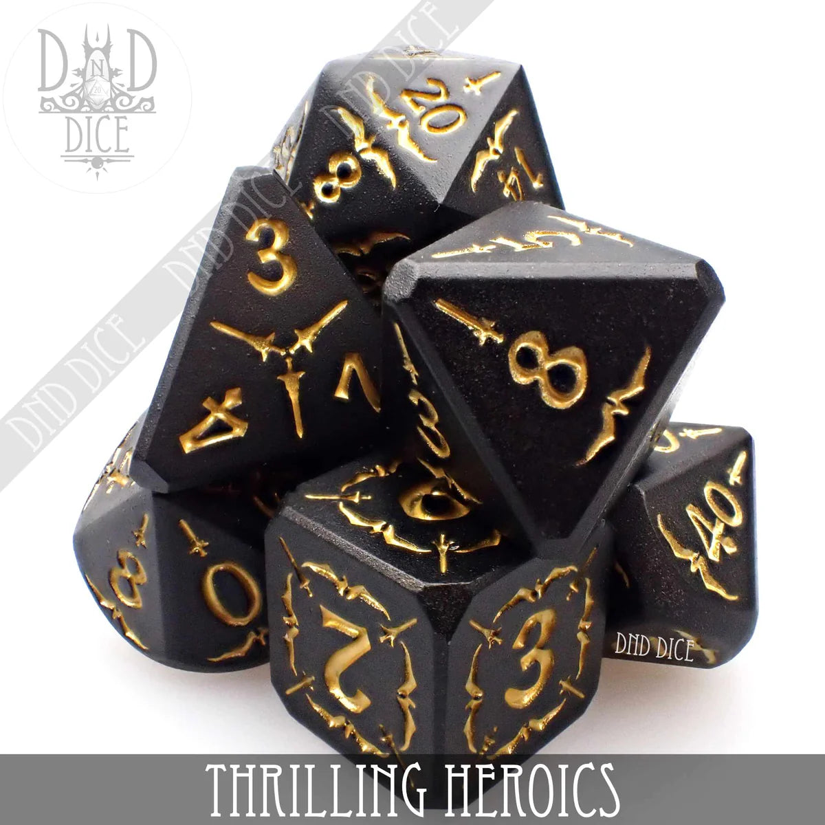 DND Dice Poly 7 Metal Dice Set: Thrilling Heroics | Dragon's Lair Comics and Fantasy Houston TX