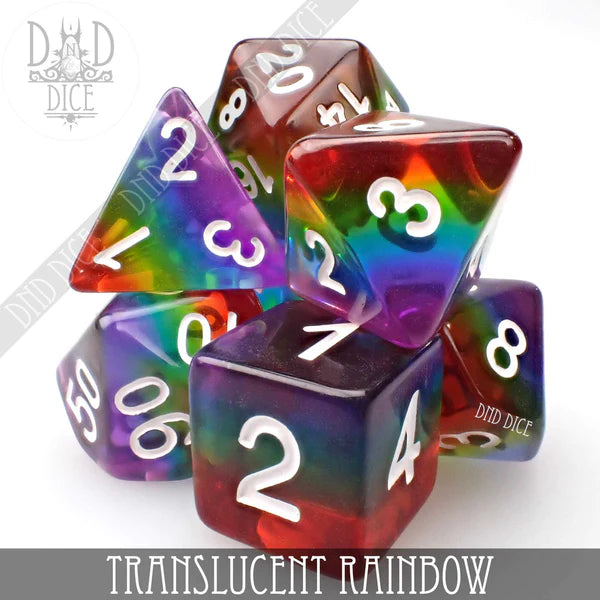 DND Dice Poly 7 Dice Set: Translucent Rainbow | Dragon's Lair Comics and Fantasy Houston TX