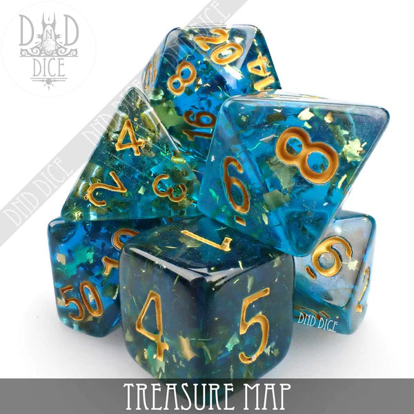 DND Dice Poly 7 Dice Set: Treasure Map | Dragon's Lair Comics and Fantasy Houston TX