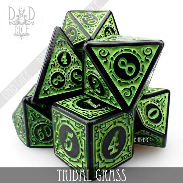 DND Dice Poly 7 Dice Set: Tribal Grass | Dragon's Lair Comics and Fantasy Houston TX