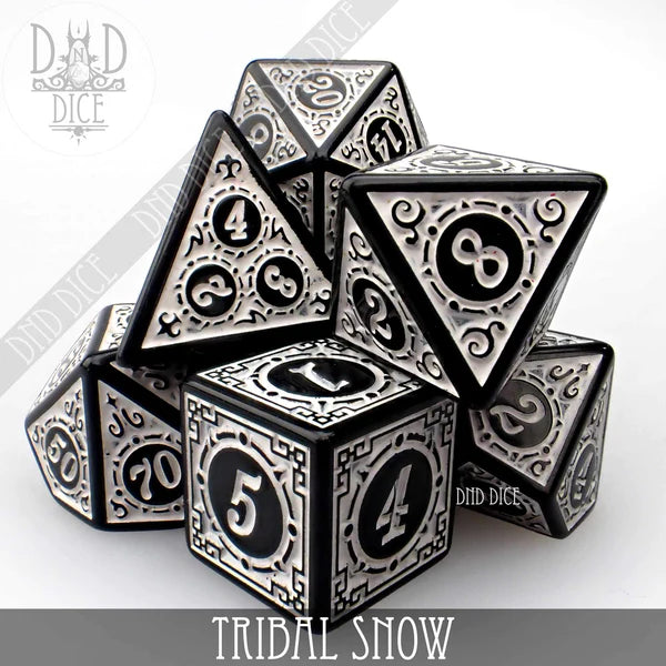 DND Dice Poly 7 Dice Set: Tribal Snow | Dragon's Lair Comics and Fantasy Houston TX