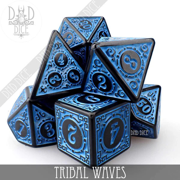 DND Dice Poly 7 Dice Set: Tribal Waves | Dragon's Lair Comics and Fantasy Houston TX