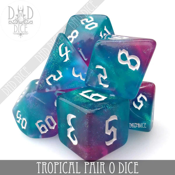 DND Dice Poly 7 Dice Set: Tropical Pair O Dice | Dragon's Lair Comics and Fantasy Houston TX