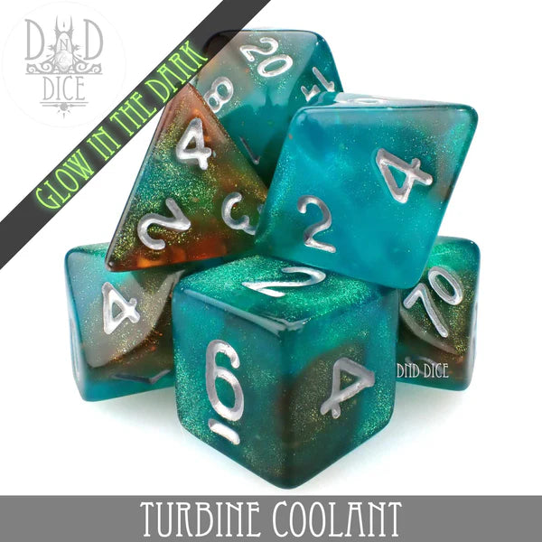 DND Dice Poly 7 Dice Set: Turbine Coolant | Dragon's Lair Comics and Fantasy Houston TX