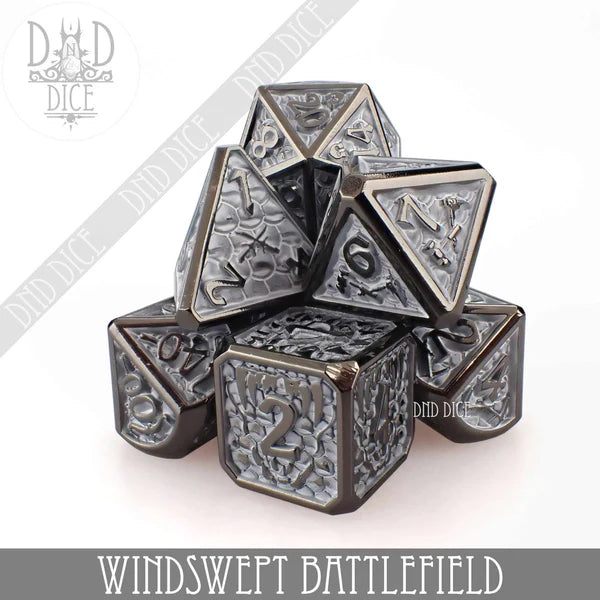 DND Dice Poly 7 Metal Dice Set: Windswept Battlefield | Dragon's Lair Comics and Fantasy Houston TX