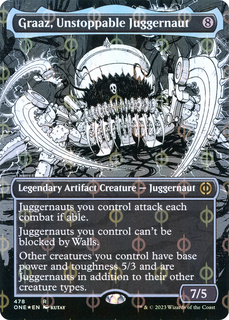 Graaz, Unstoppable Juggernaut (Borderless Manga Step-and-Compleat Foil) [Phyrexia: All Will Be One] | Dragon's Lair Comics and Fantasy Houston TX