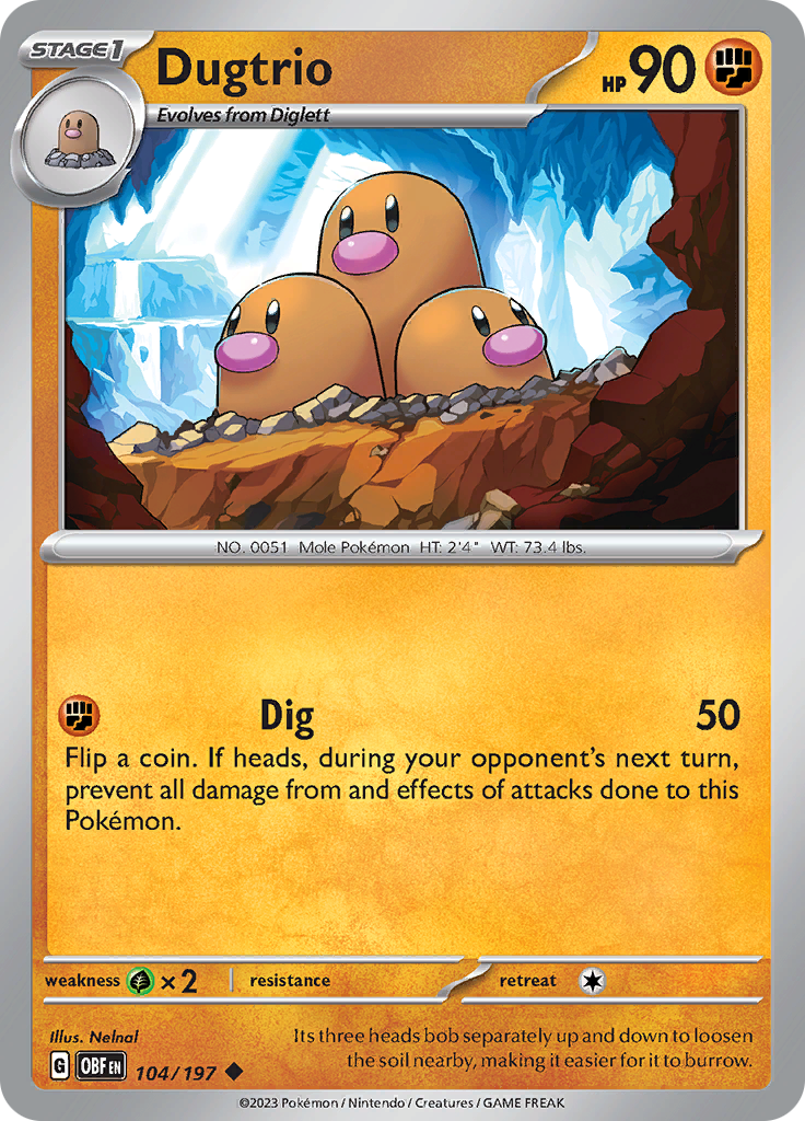 Dugtrio (104/197) [Scarlet & Violet: Obsidian Flames] | Dragon's Lair Comics and Fantasy Houston TX