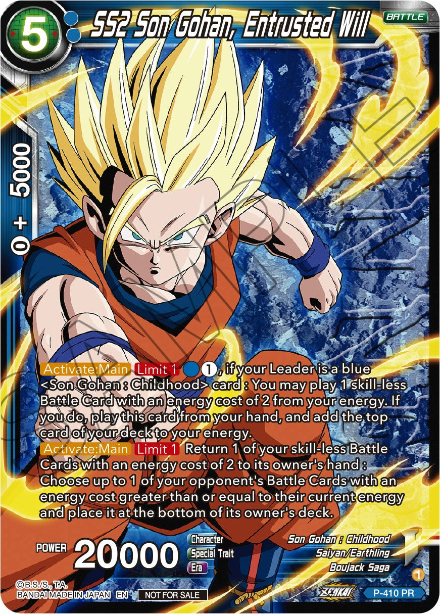 SS2 Son Gohan, Entrusted Will (Zenkai Series Tournament Pack Vol.1 Winner) (P-410) [Tournament Promotion Cards] | Dragon's Lair Comics and Fantasy Houston TX