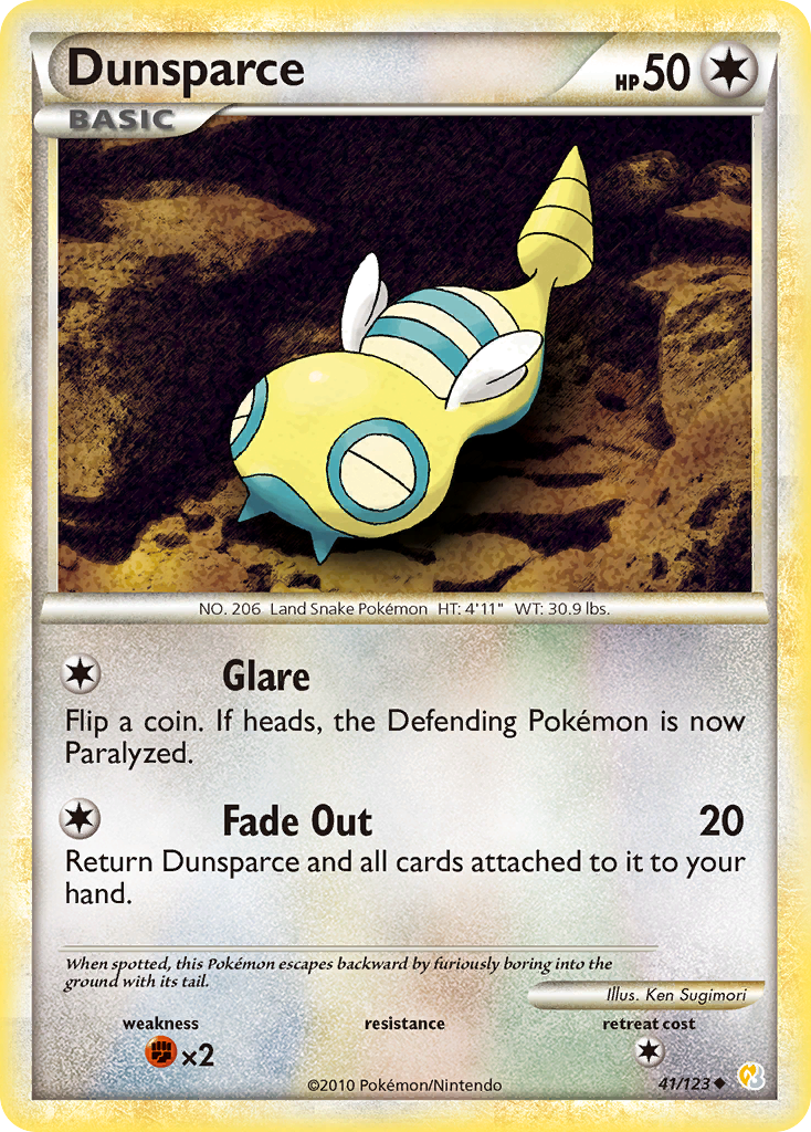 Dunsparce (41/123) [HeartGold & SoulSilver: Base Set] | Dragon's Lair Comics and Fantasy Houston TX