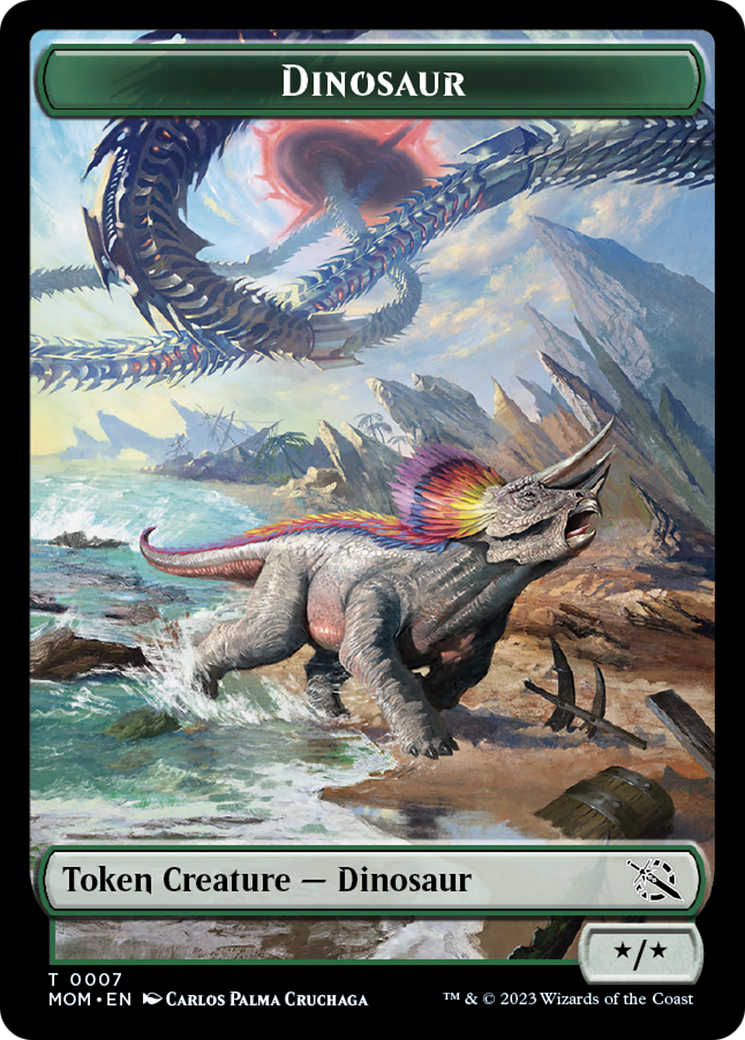 Soldier // Dinosaur Double-Sided Token [March of the Machine Tokens] | Dragon's Lair Comics and Fantasy Houston TX