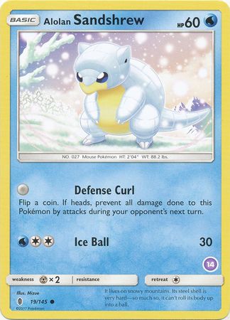 Alolan Sandshrew (19/145) (Deck Exclusive #14) [Sun & Moon: Trainer Kit - Alolan Sandslash] | Dragon's Lair Comics and Fantasy Houston TX