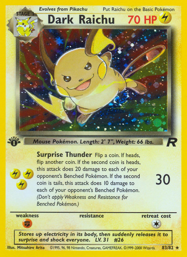 Dark Raichu (83/82) [Team Rocket 1st Edition] | Dragon's Lair Comics and Fantasy Houston TX