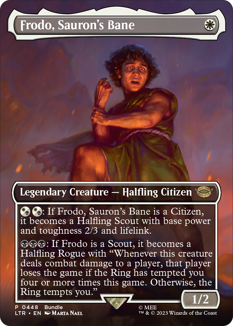 Frodo, Sauron's Bane (Borderless Alternate Art) [The Lord of the Rings: Tales of Middle-Earth] | Dragon's Lair Comics and Fantasy Houston TX