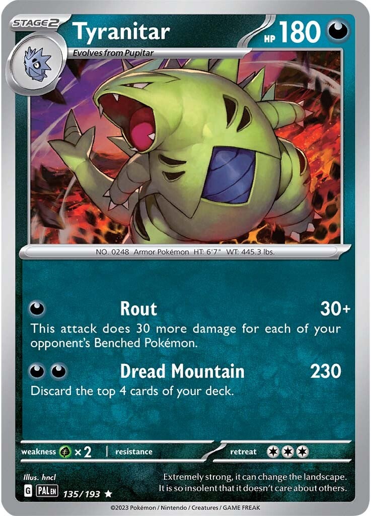 Tyranitar (135/193) [Scarlet & Violet: Paldea Evolved] | Dragon's Lair Comics and Fantasy Houston TX