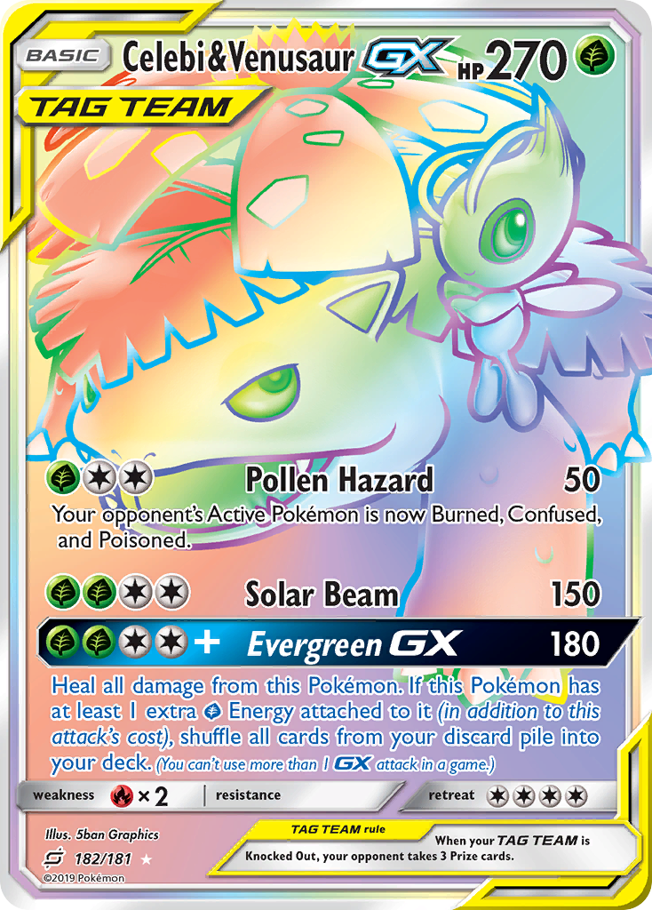 Celebi & Venusaur GX (182/181) [Sun & Moon: Team Up] | Dragon's Lair Comics and Fantasy Houston TX