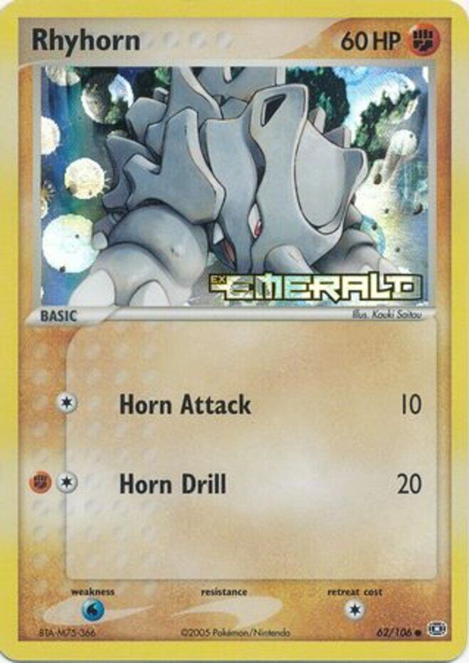 Rhyhorn (62/106) (Stamped) [EX: Emerald] | Dragon's Lair Comics and Fantasy Houston TX