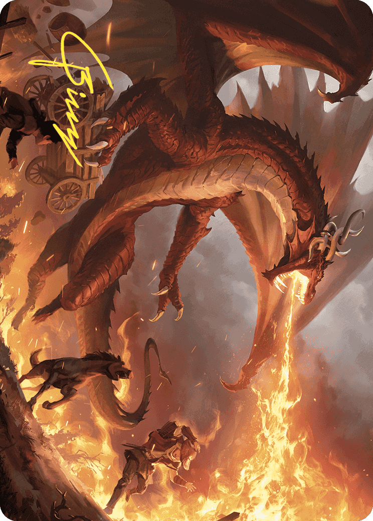 Realm-Scorcher Hellkite Art Card (Gold-Stamped Signature) [Wilds of Eldraine Art Series] | Dragon's Lair Comics and Fantasy Houston TX