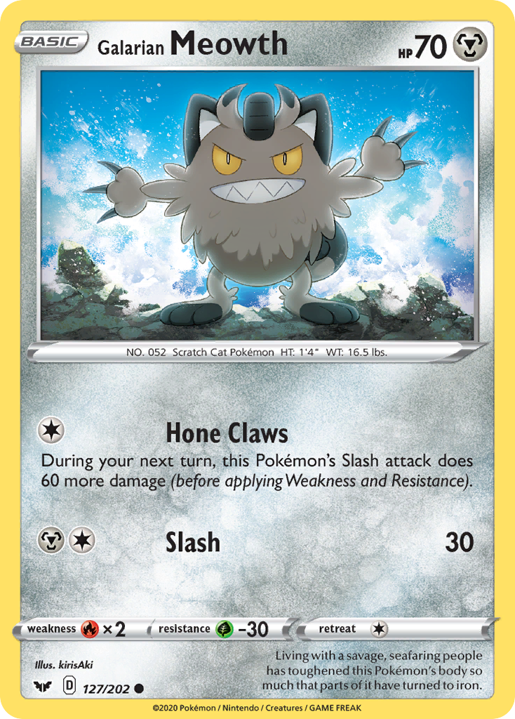 Galarian Meowth (127/202) [Sword & Shield: Base Set] | Dragon's Lair Comics and Fantasy Houston TX