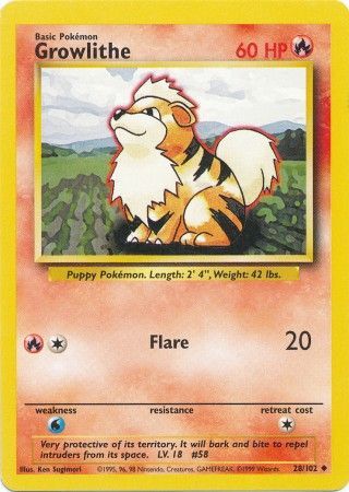 Growlithe (28/102) [Base Set Unlimited] | Dragon's Lair Comics and Fantasy Houston TX