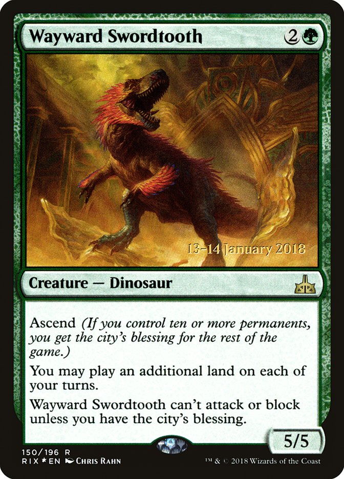 Wayward Swordtooth [Rivals of Ixalan Prerelease Promos] | Dragon's Lair Comics and Fantasy Houston TX